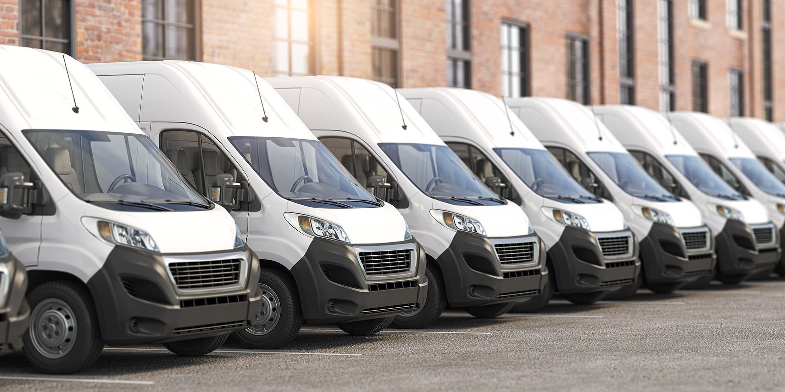 Delivery vans in a row. Express delivery and shipment service